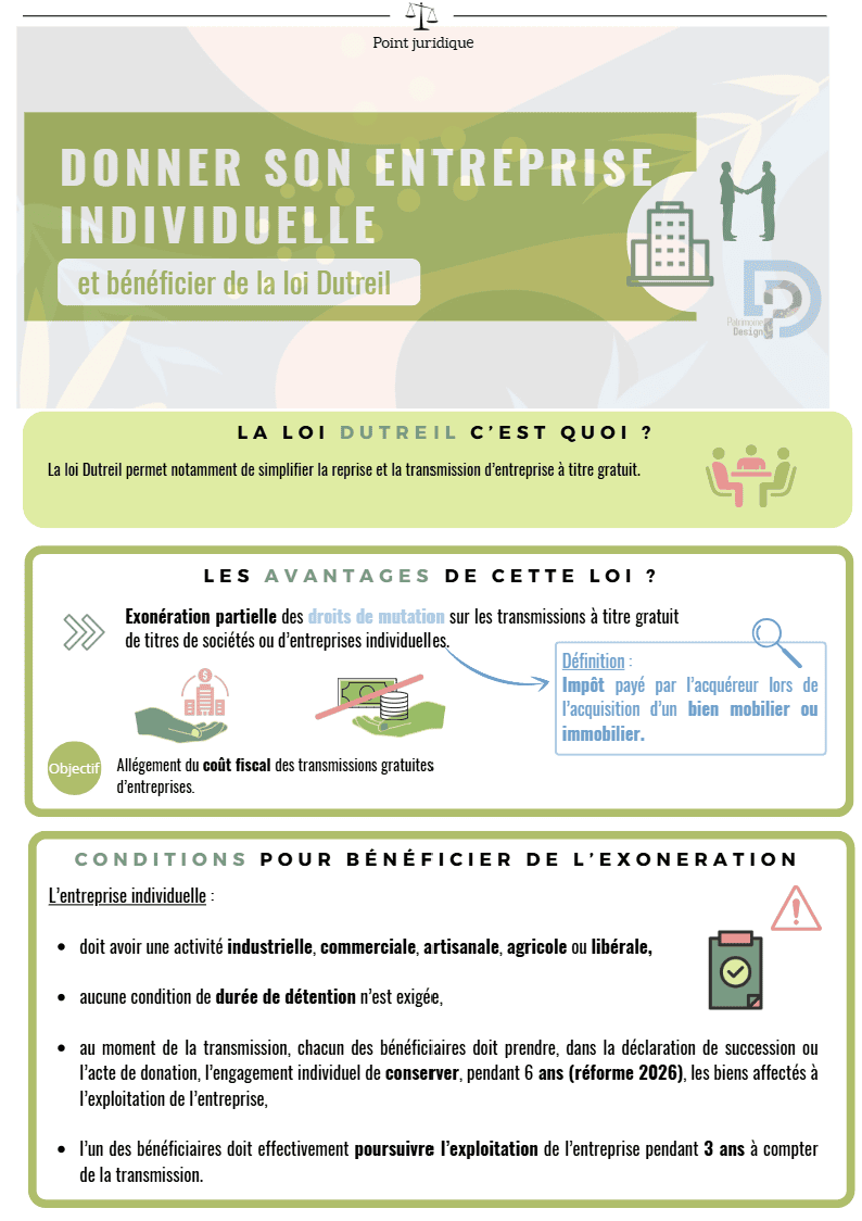 loi dutreil donner son entreprise
